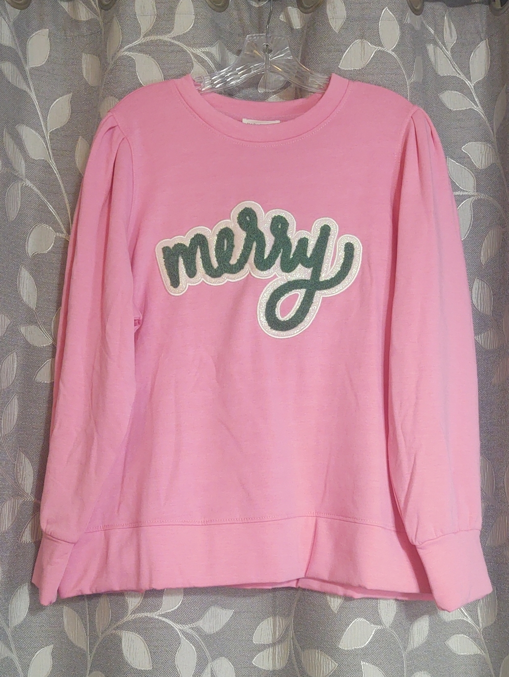 Mary Square Pink "Merry" Appliqué Christmas Sweatshirt size 1X